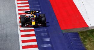 Sergio Perez exceeding track limits. Austria, June 2023.