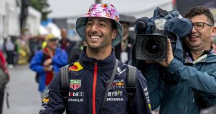 Daniel Ricciardo wears a floral bucket hat in Canada.