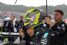 Mercedes driver Lewis Hamilton prepares for the start of the Austrian Grand Prix sprint race. Styria, July 2023.