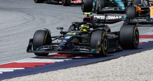 Lewis Hamilton exits Turn 4. Austria June 2023.