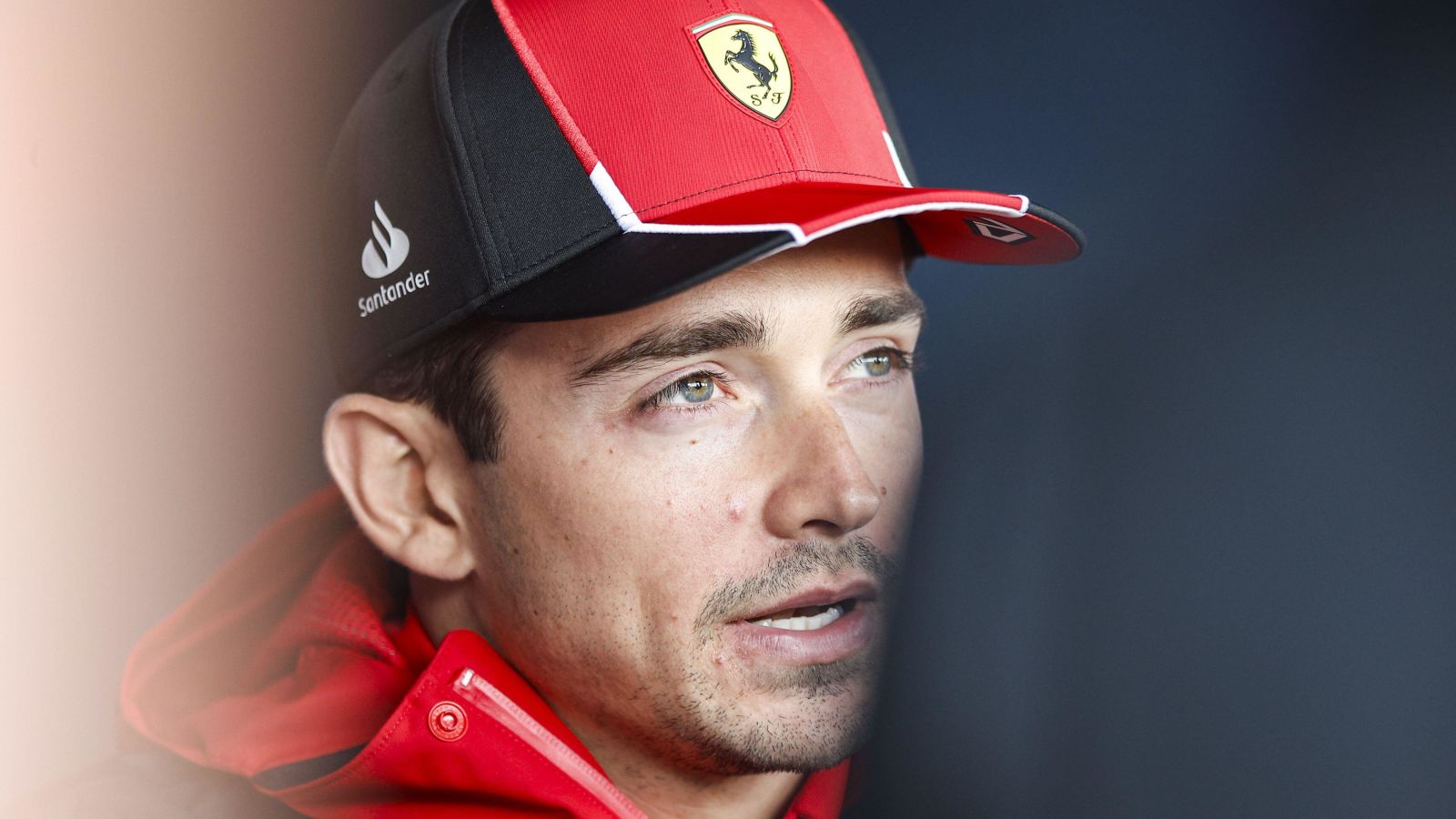 Charles Leclerc speaks to the media at the British Grand Prix. Silverstone, July 2023.