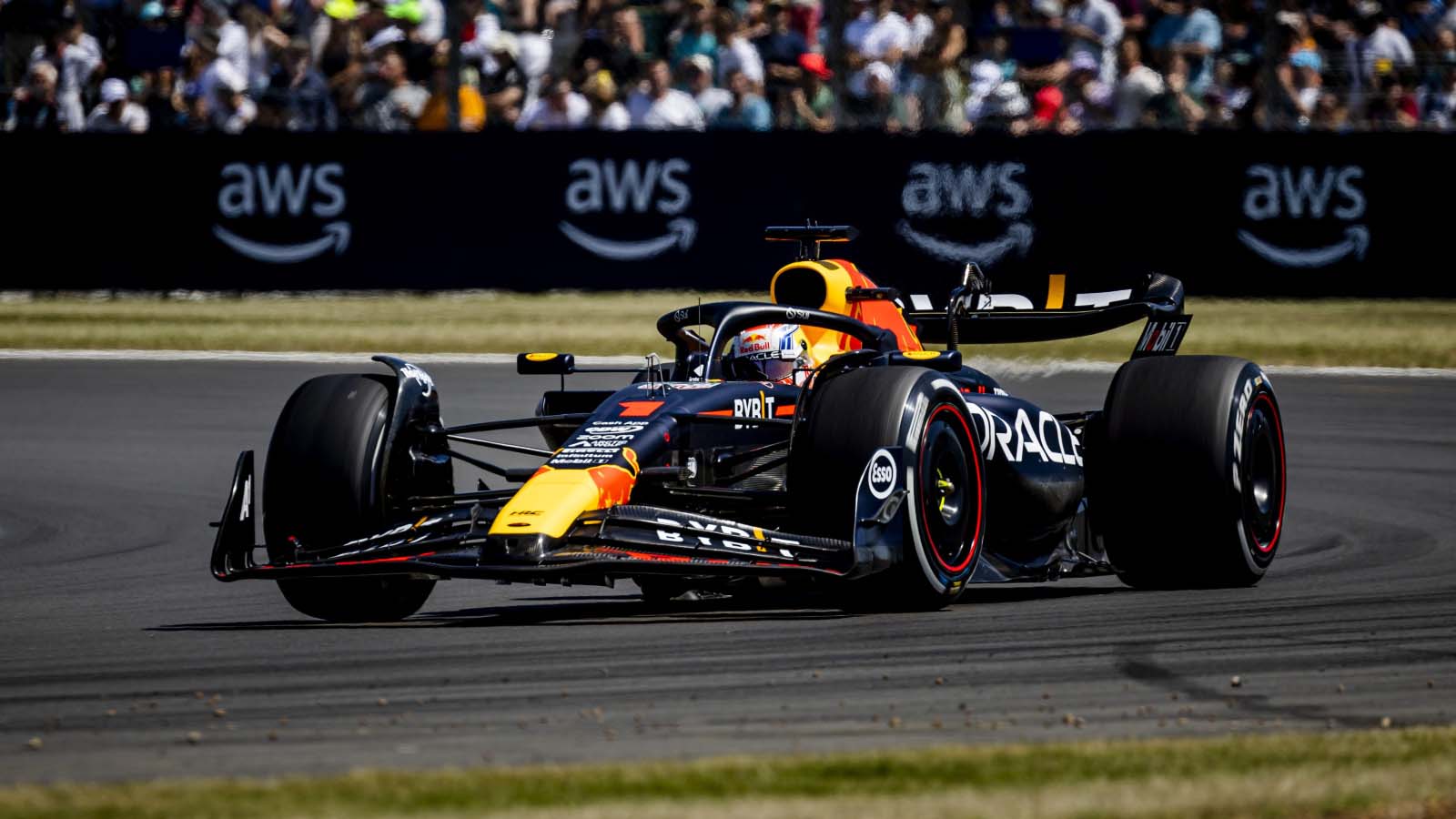 Max Verstappen during FP2. British Grand Prix, Silverstone July 2023.