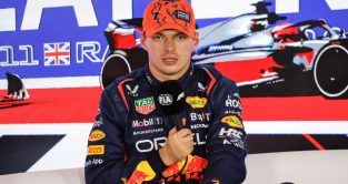 Max Verstappen with a bandage on his right hand. Britain July 2023