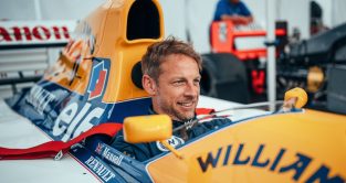 Jenson Button sitting the FW14B Silverstone July 2023