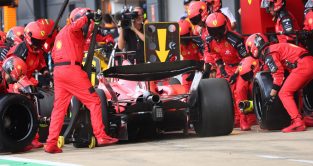 Charles Leclerc makes a pit stop for Ferrari. Britain July 2023