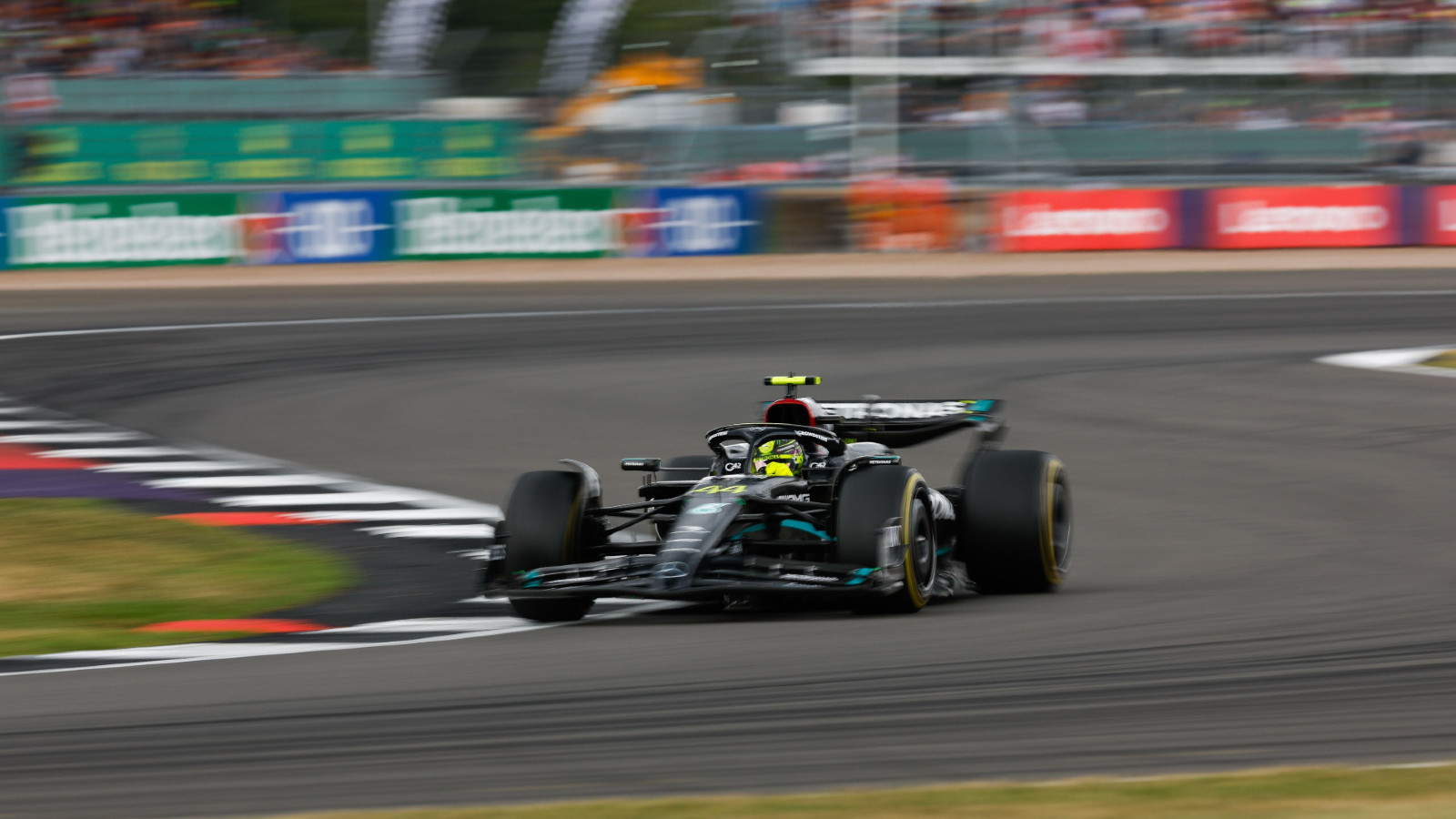Mercedes' Lewis Hamilton at the British Grand Prix. Silverstone, July 2023.