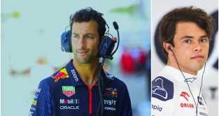 AlphaTauri's Daniel Ricciardo and Nyck de Vries. July 2023.