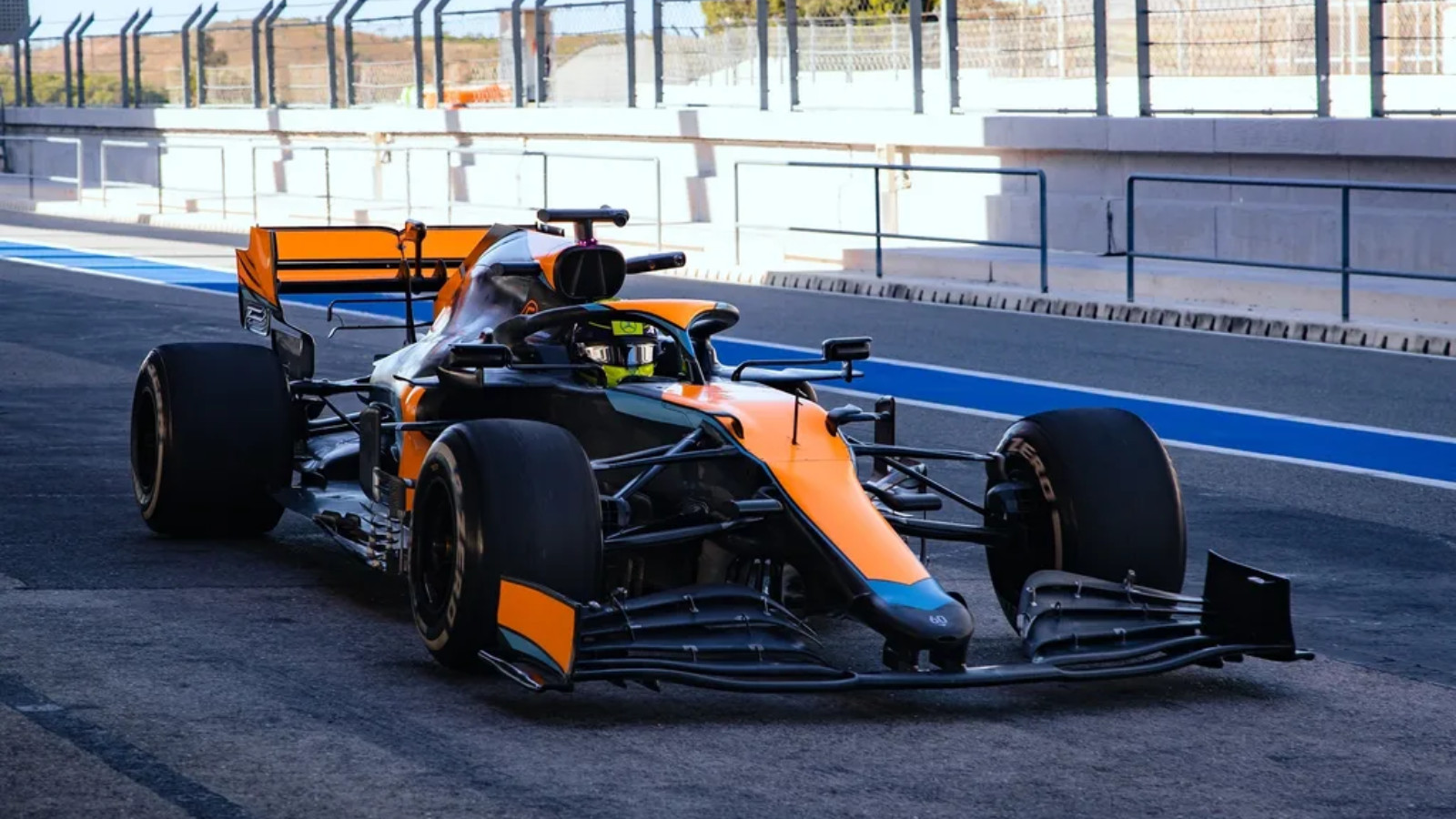 McLaren's Mick Schumacher testing at Portimao, July 2023.