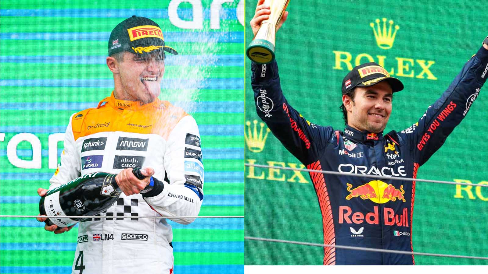 Lando Norris and Sergio Perez, F1 news round-up July 2023.