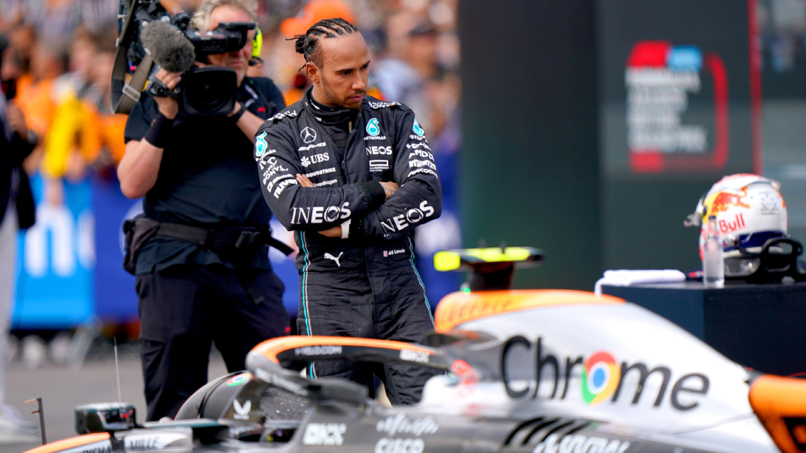 Mercedes' Lewis Hamilton at the British Grand Prix. Silverstone, July 2023.