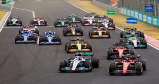 The race start of the 2022 Hungarian Grand Prix. Budapest, July 2022.
