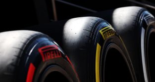 Pirelli's soft, medium and hard tyres on display at the Hungaroring.