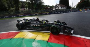 Mercedes driver Lewis Hamilton at the Belgian Grand Prix. Spa-Francorchamps, July 2023.