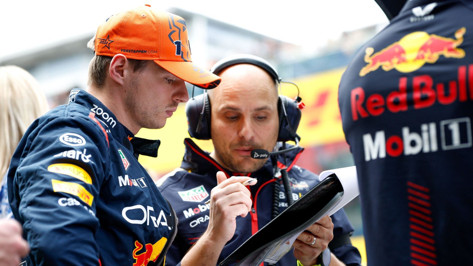 Max Verstappen and his race engineer Gianpiero Lambiase. Austria July 2023