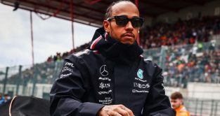 Lewis Hamilton in the drivers parade. Spa July 2023.