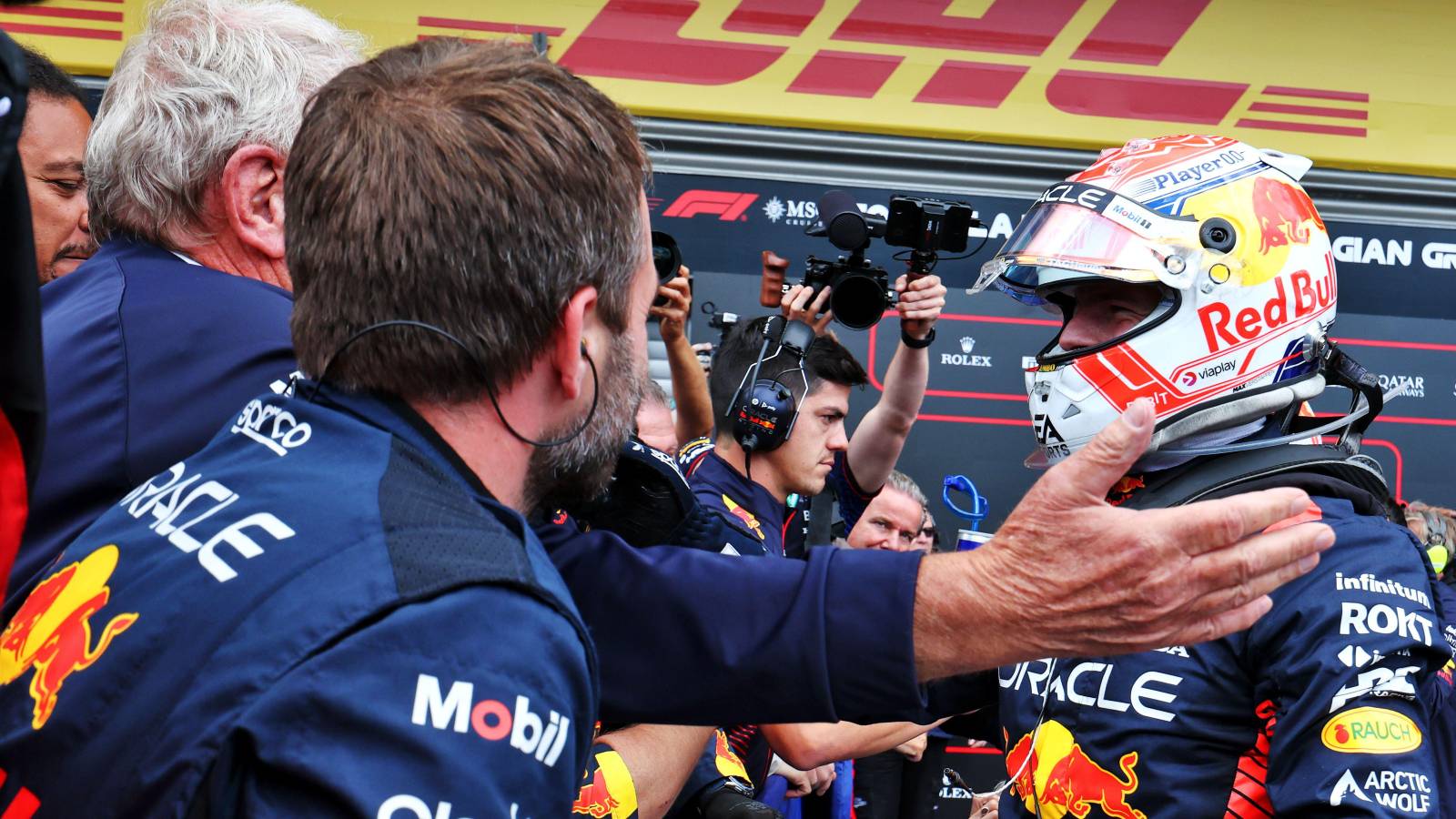 Max Verstappen and Red Bull celebrate victory. Belgium, July 2023.