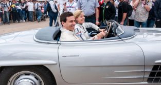 Toto Wolff behind the wheel of a Mercedes 300SL at Goodwood.