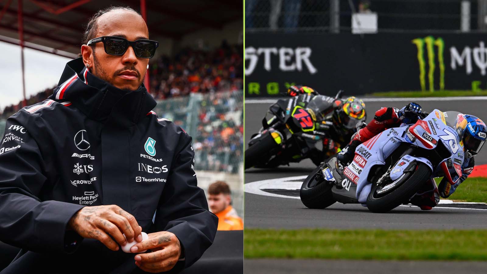 Lewis Hamilton on a motorbike?! F1 v MotoGP at the British Grand Prix :  PlanetF1