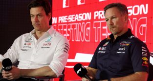 Bahrain pre-season testing: Christian Horner and Toto Wolff in a press conference.