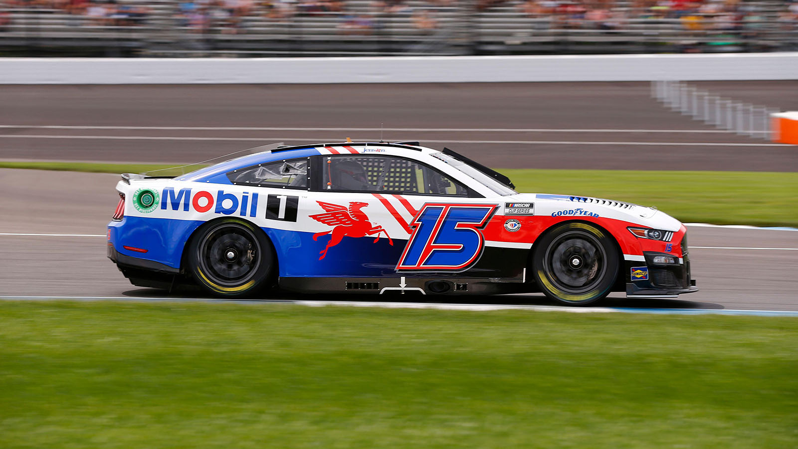 Jenson Button (#15 Rick Ware Racing Mobil 1 Ford) during the NASCAR Cup Series Verizon 200 at the Brickyard