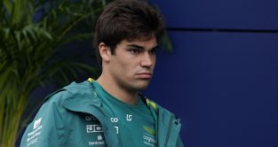Lance Stroll, Aston Martin driver, in the F1 paddock at Spa-Francorchamps for the Belgian Grand Prix.