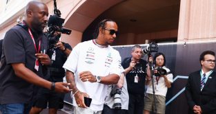 Lewis Hamilton, Mercedes F1 driver, in the paddock at the 2023 Monaco Grand Prix.