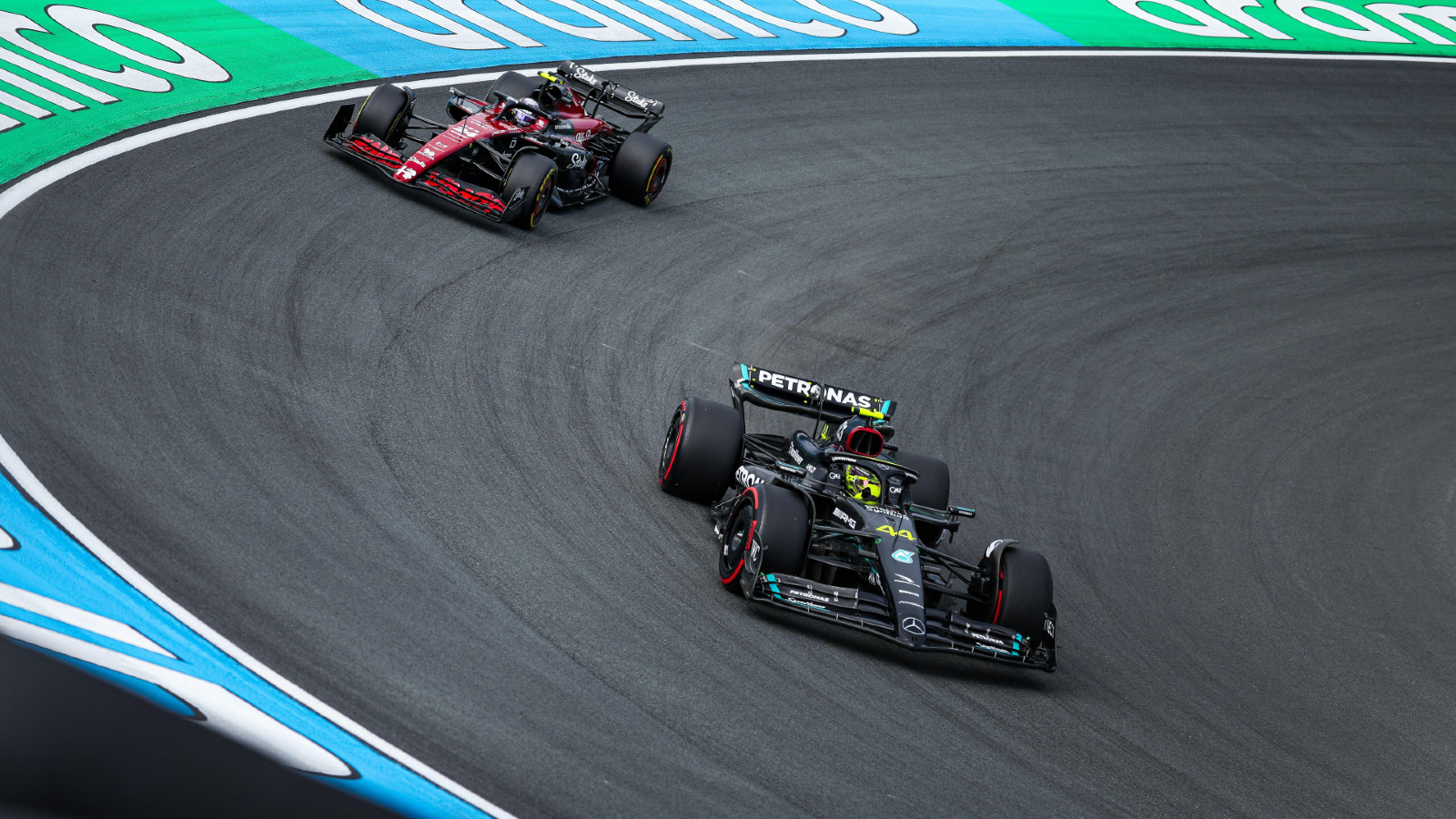 Dutch Grand Prix: Mercedes' Lewis Hamilton on track during practice at Zandvoort.