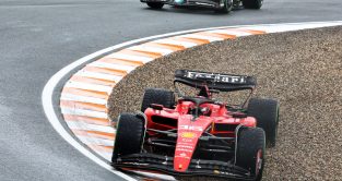 Dutch Grand Prix: Charles Leclerc slides through the gravel in his Ferrari at Zandvoort.