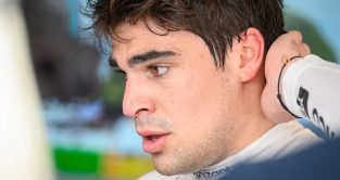 Aston Martin driver Lance Stroll speaks to the media after qualifying at the 2023 Monaco Grand Prix.