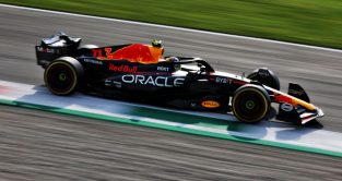Red Bull's Sergio Perez speeds past in Friday practice at the Italian Grand Prix at Monza.