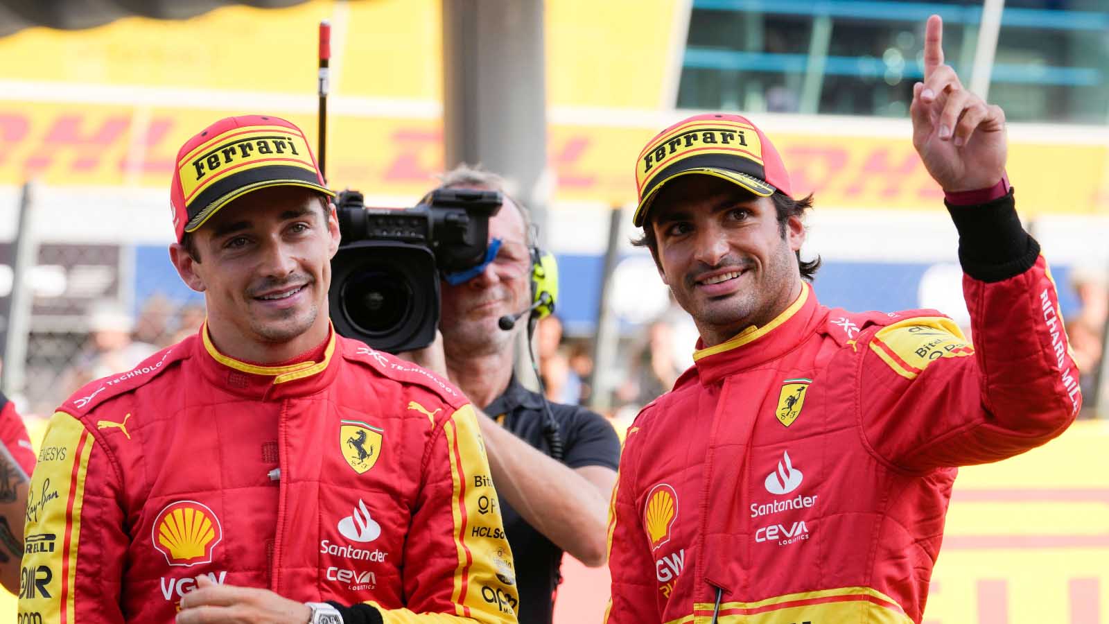 Charles Leclerc and Carlos Sainz after qualifying at Monza. F1 starting grid