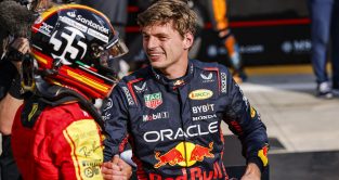 Monza: Max Verstappen and Carlos Sainz celebrate their positions at the Italian Grand Prix.
