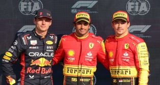 Max Verstappen, Carlos Sainz and Charles Leclerc after qualifying at Monza. F1 news