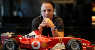 Felipe Massa with a model Ferrari.