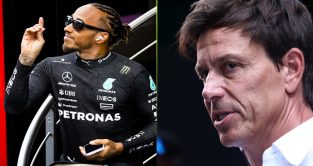 Monza: Mercedes F1 driver Lewis Hamilton and team boss Toto Wolff pictured at the Italian Grand Prix.