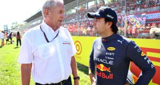 Sergio Perez, Red Bull F1 driver, pictured with motorsport advisor Helmut Marko