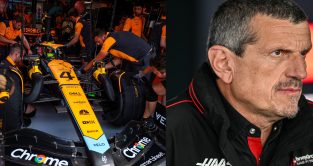 McLaren's Lando Norris and Haas' Guenther Steiner.