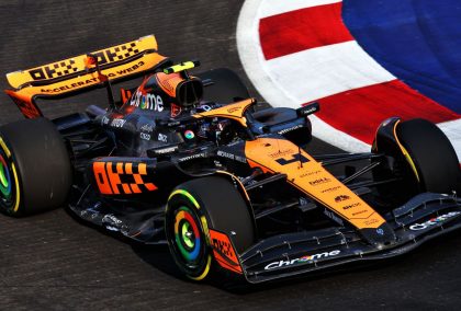 McLaren driver Lando Norris in action at the 2023 Singapore Grand Prix.