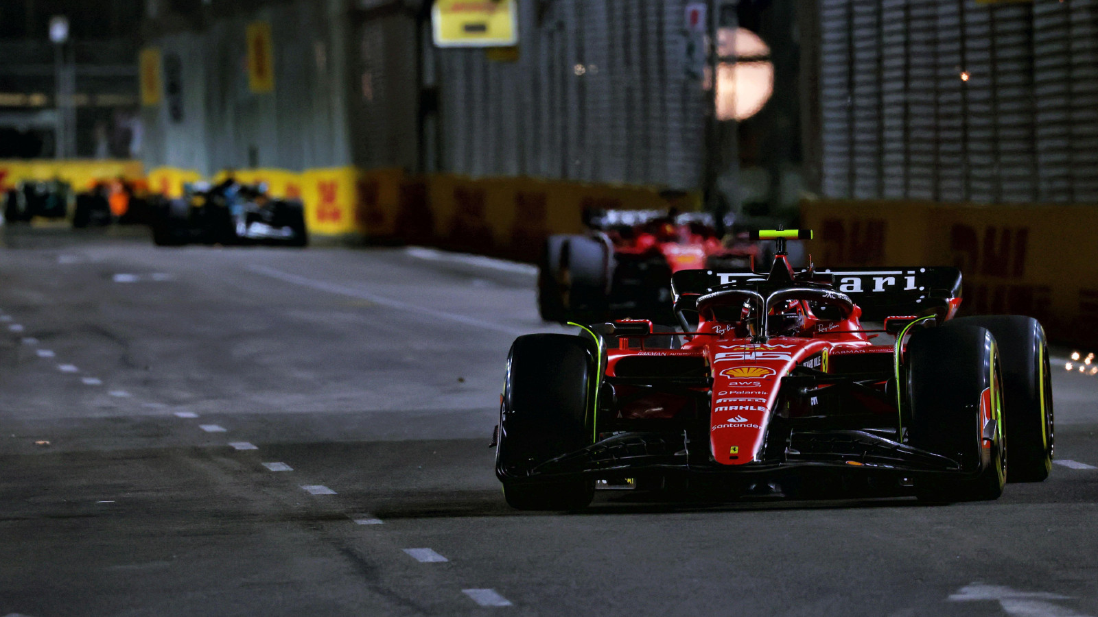 Ferrari's Carlos Sainz leads the Singapore Grand Prix.