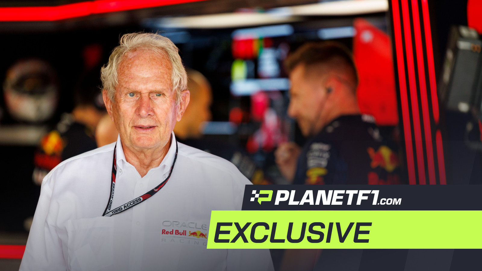 Red Bull's Helmut Marko watches on from the garage at the Qatar Grand Prix