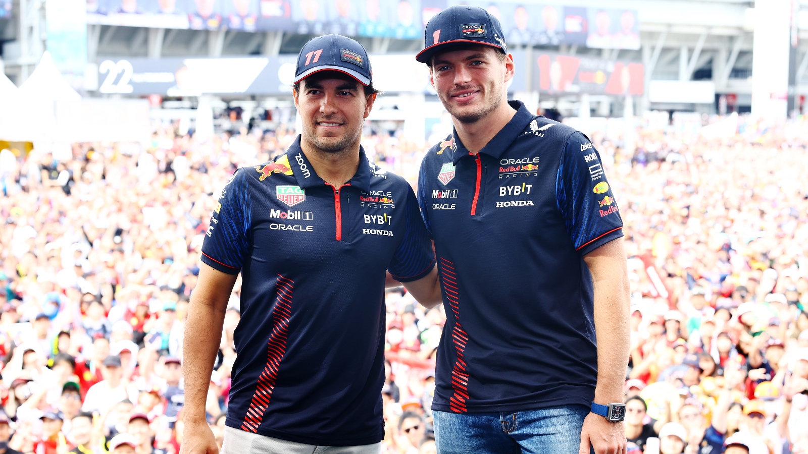 Sergio Perez and Max Verstappen