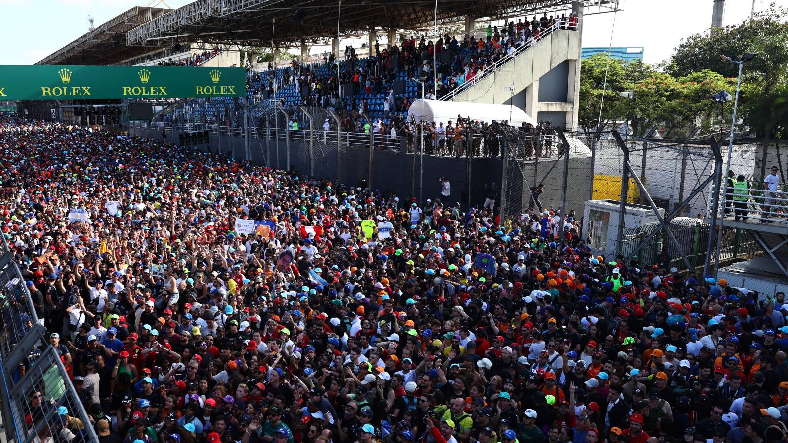 A sea of fans on the Interlagos track.