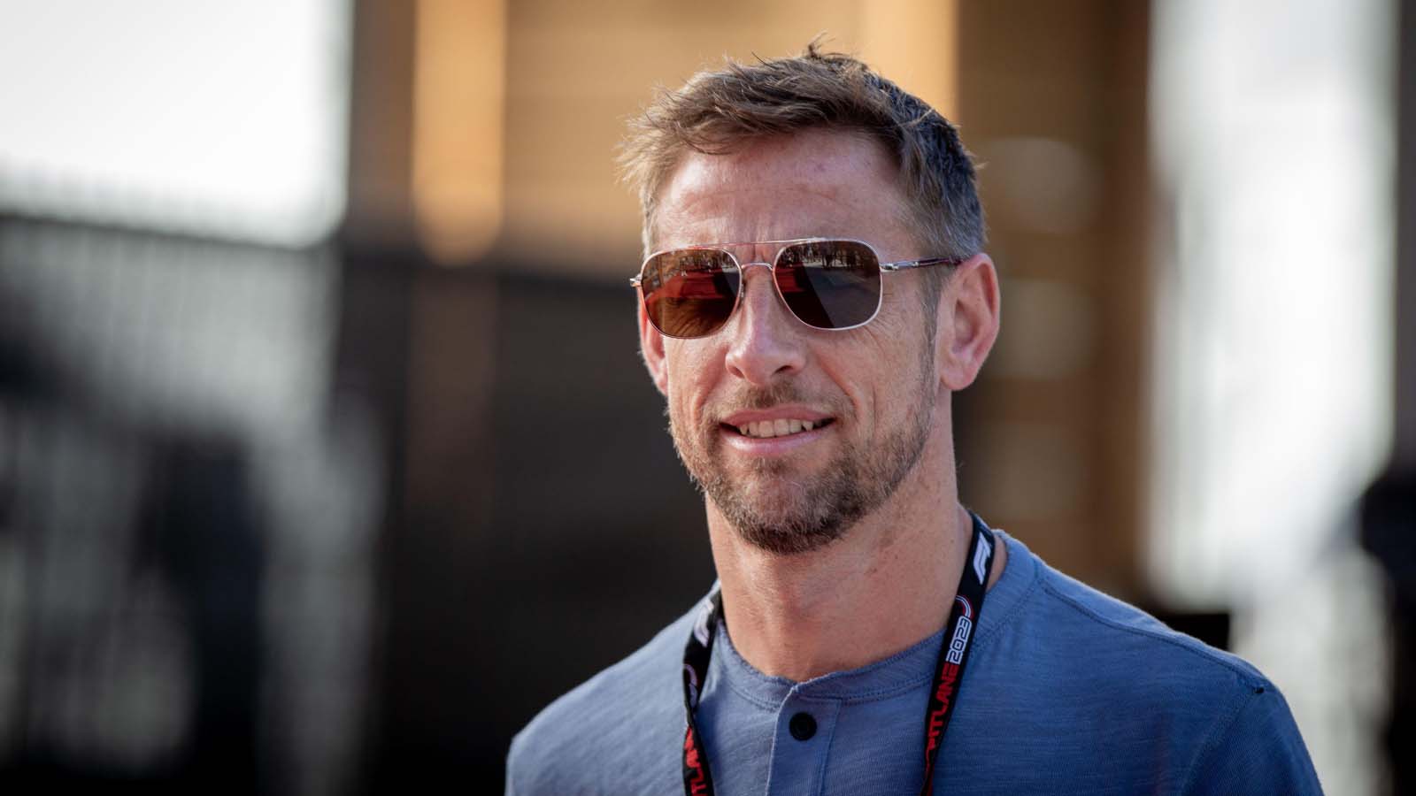 Jenson Button in the F1 paddock.