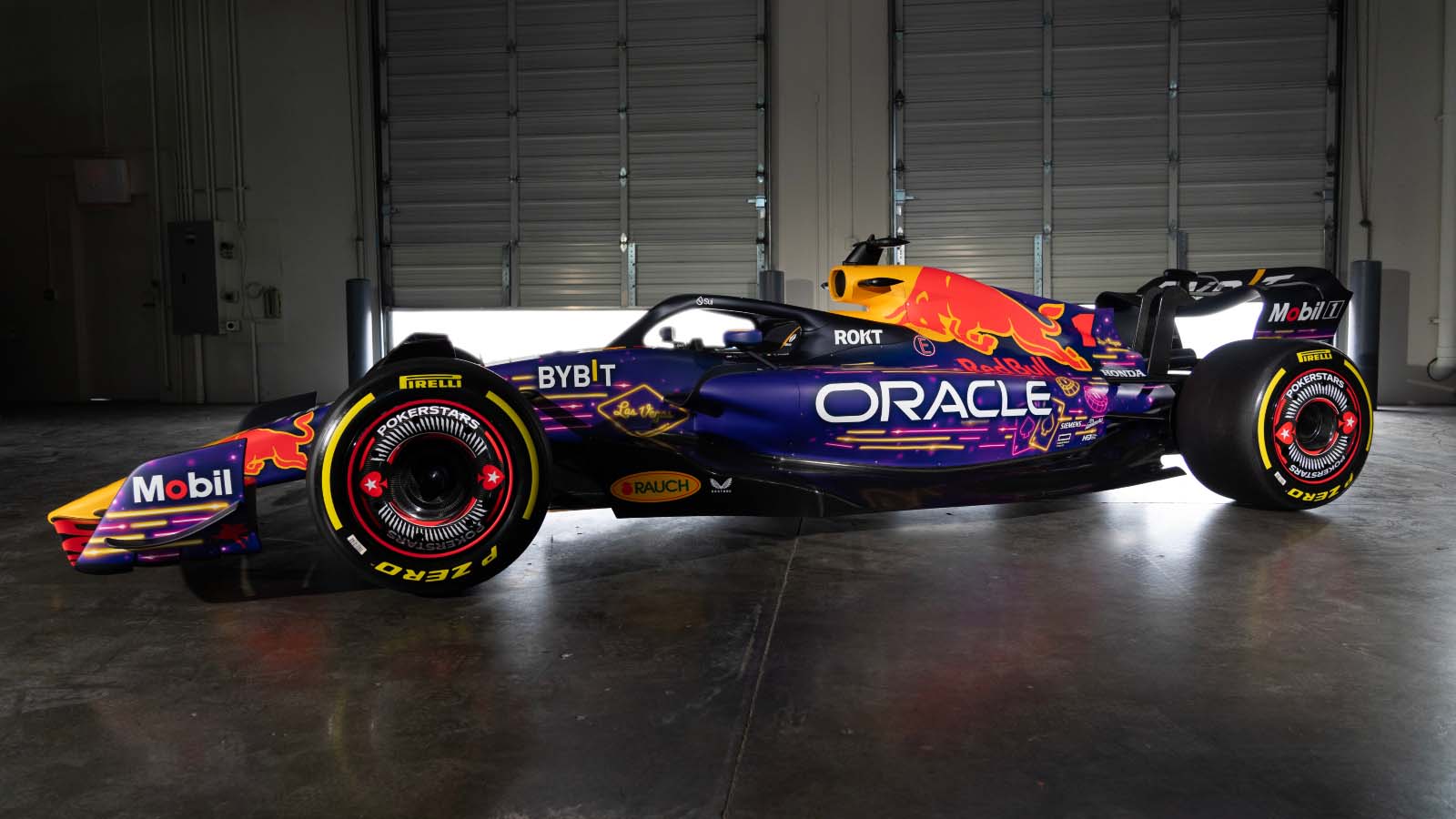 A full view of the Red Bull Las Vegas livery.