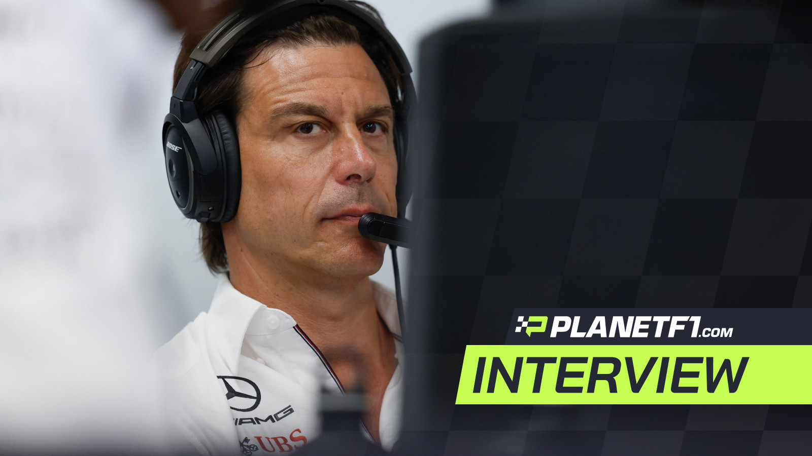 Toto Wolff pictured in the Mercedes garage at the Dutch Grand Prix.