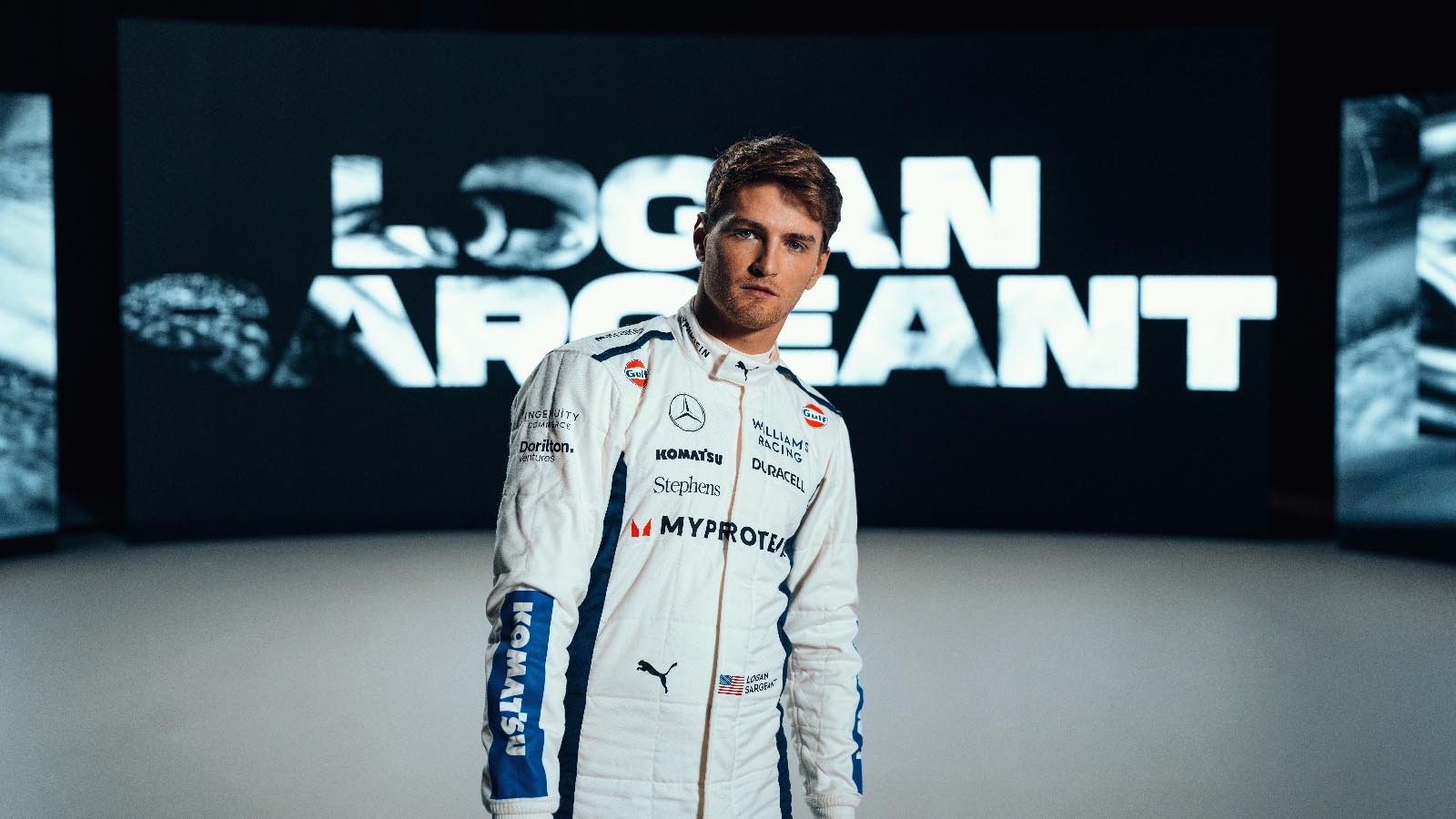 Logan Sargeant in the 2024 Williams race suit.