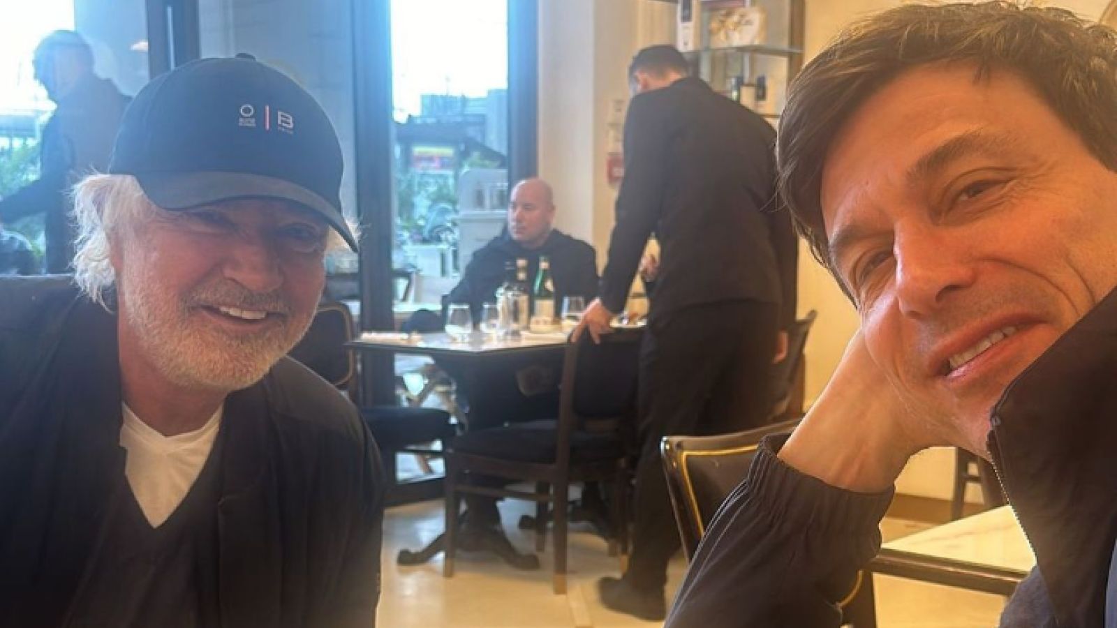 Flavio Briatore and Toto Wolff meet in Monaco.