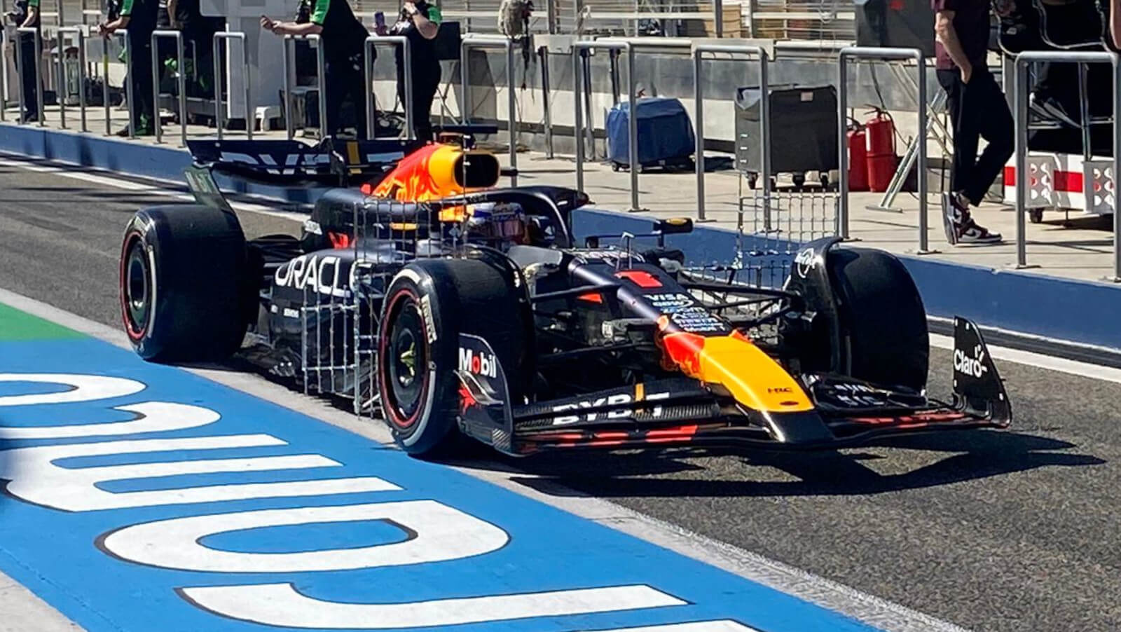 Max Verstappen heads to the pit lane in his RB20