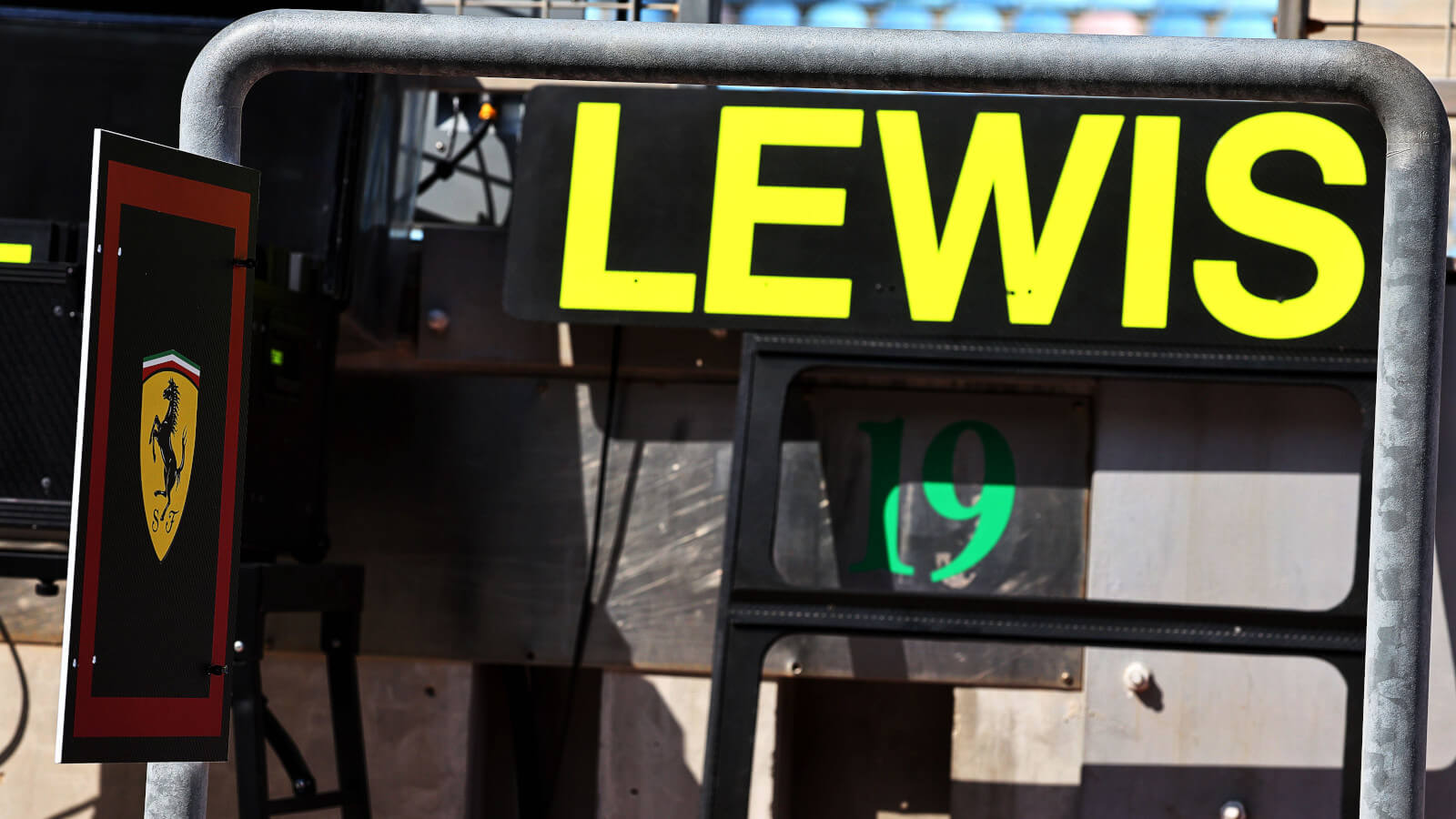 Lewis Hamilton and Ferrari boards in testing.