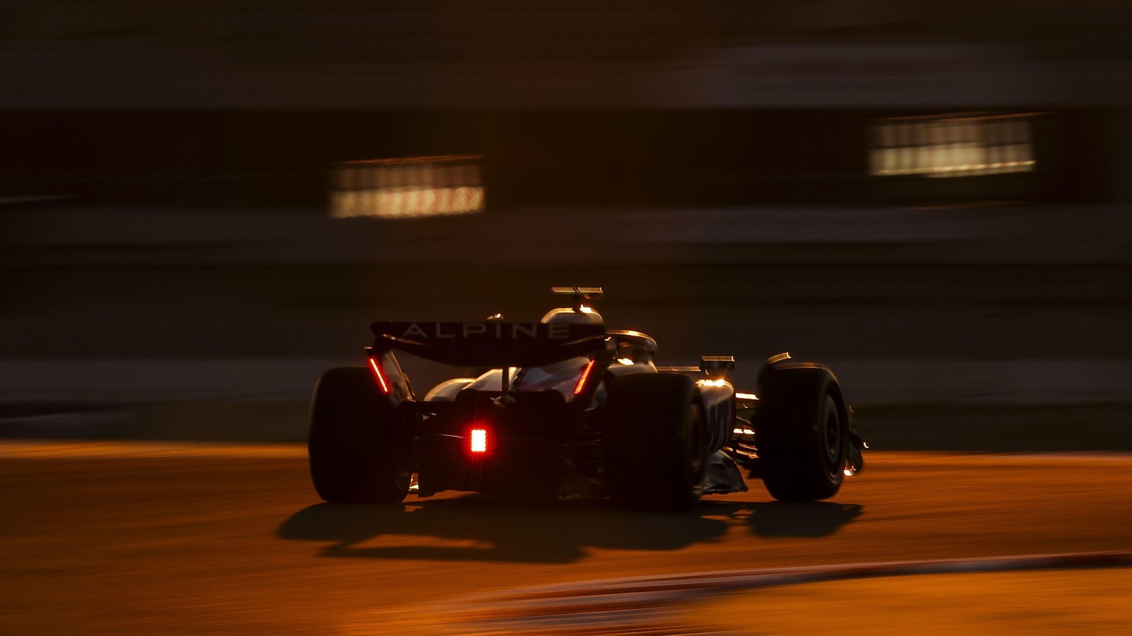 Alpine A524 on track as sun sets during Bahrain testing.